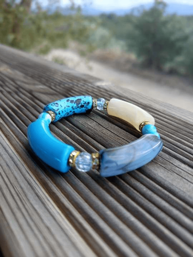 Bracelet perles tubes Arya tacheté Firoza
