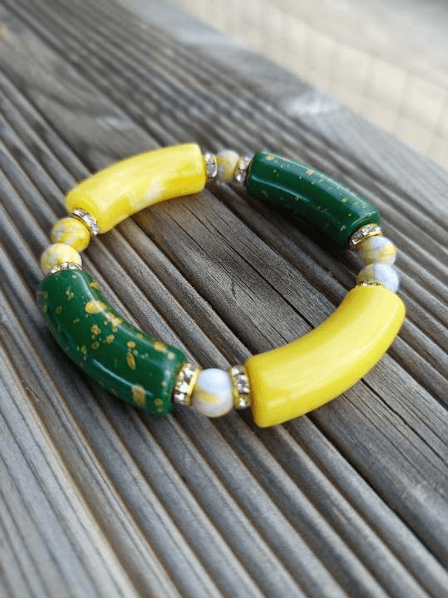 Bracelet perles tubes Arya tacheté Peela Hara