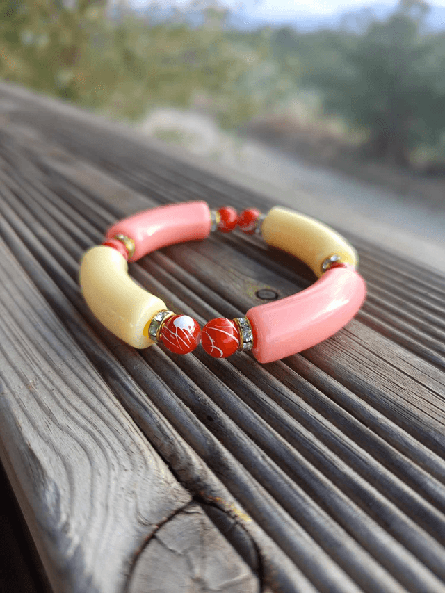Bracelet perles tubes Arya bicolore uni Gulaabee