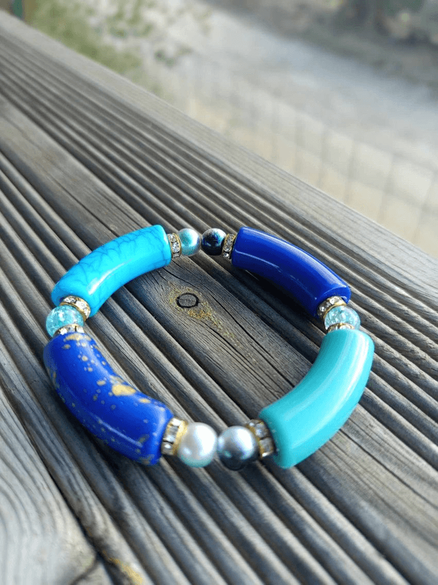 Bracelet perles tubes Arya tacheté Gahaara Neela