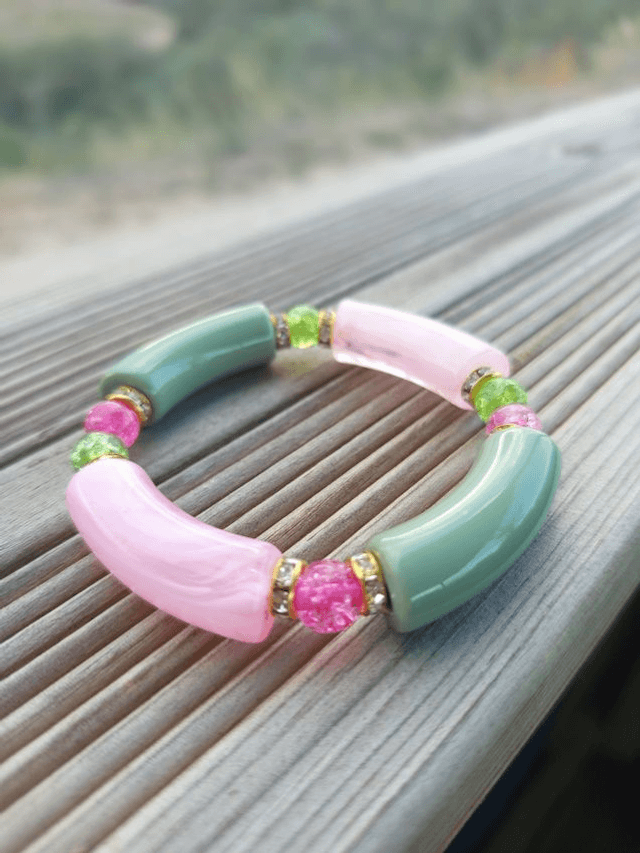 Bracelet perles tubes Arya bicolore uni Cheree