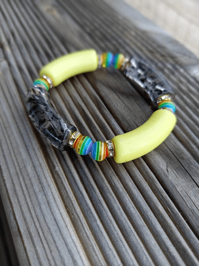 Bracelet perles tubes Arya tacheté transparent Peela