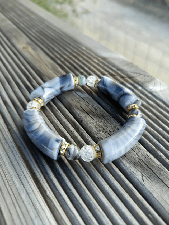Bracelet perles tubes Arya marbré Sletee