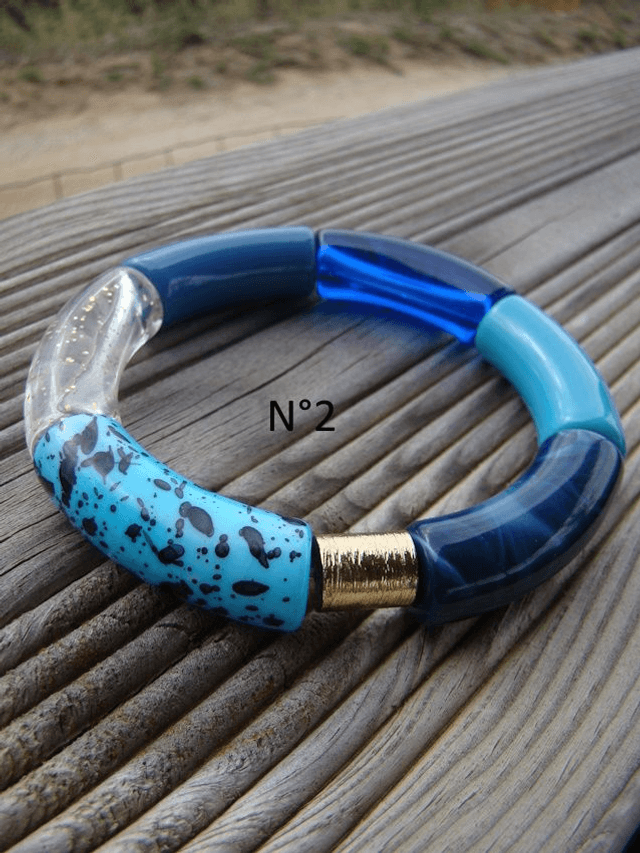 Duo de bracelet jonc perles tubes Neela