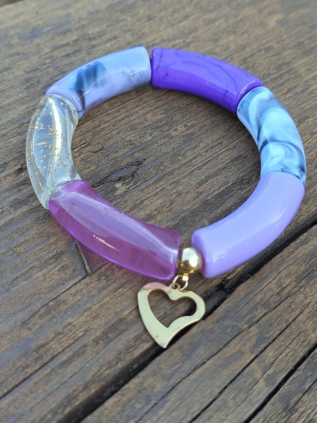 Duo de bracelet jonc perles tubes acrylique Bakain