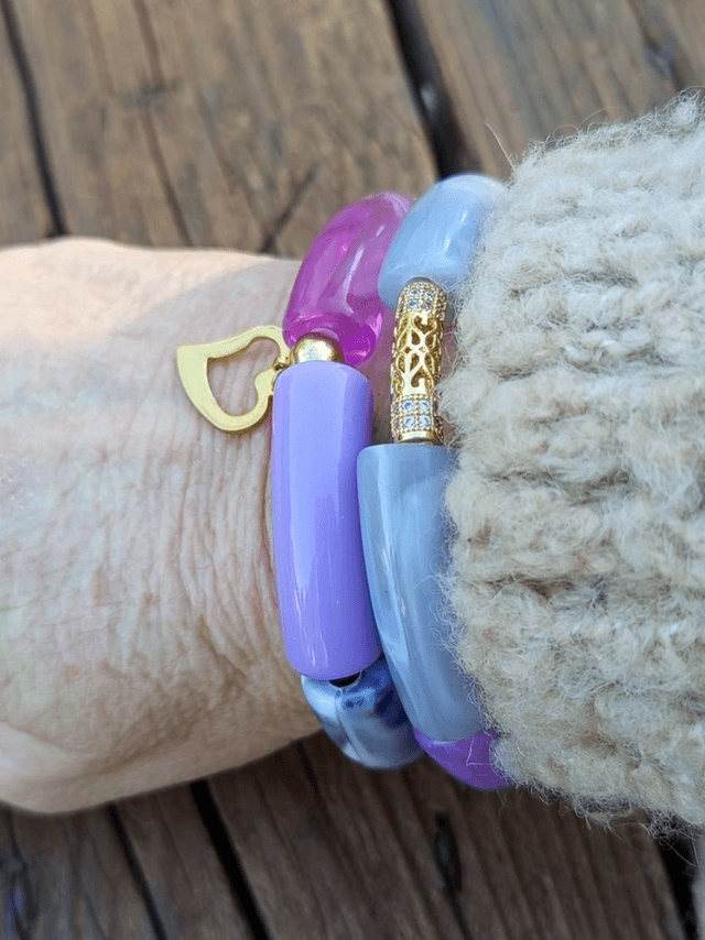 Duo de bracelet jonc perles tubes acrylique Bakain