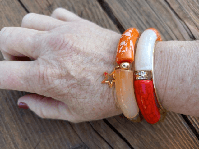 Duo de bracelet jonc perles tubes acrylique Kaddoo