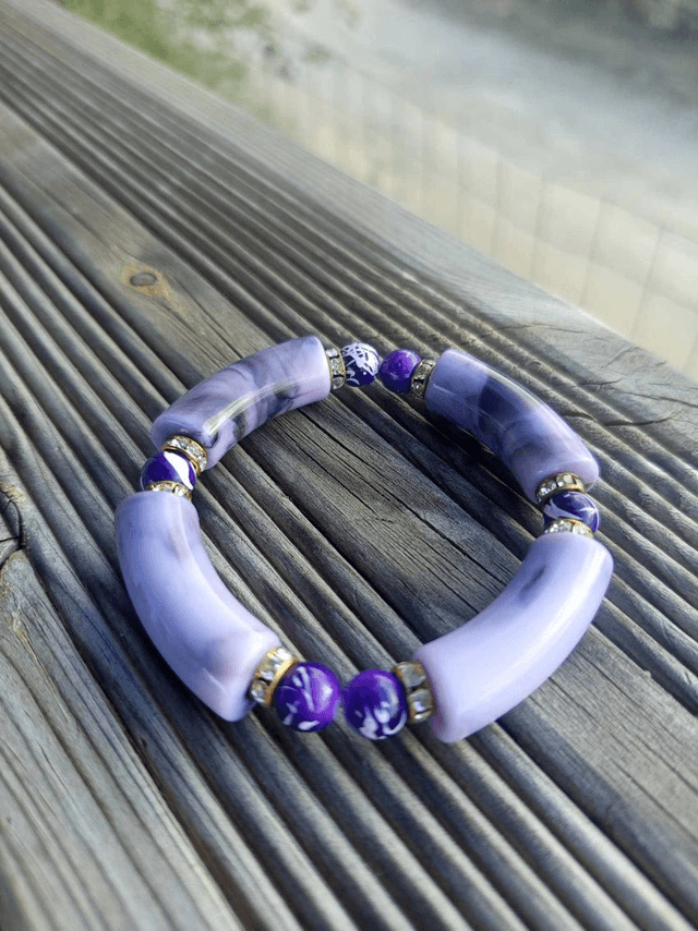 Bracelet perles tubes Arya marbré Bainganee