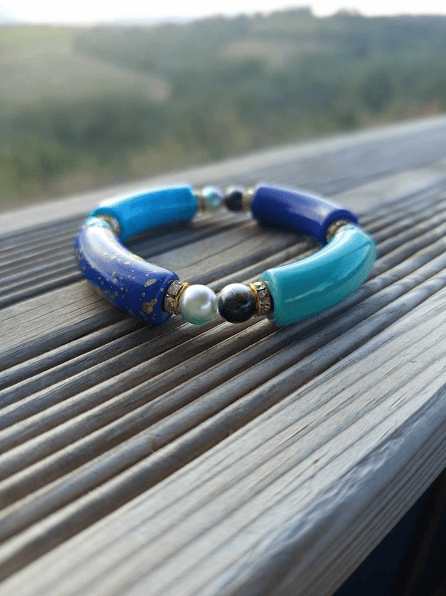 Bracelet perles tubes Arya tacheté Gahaara Neela