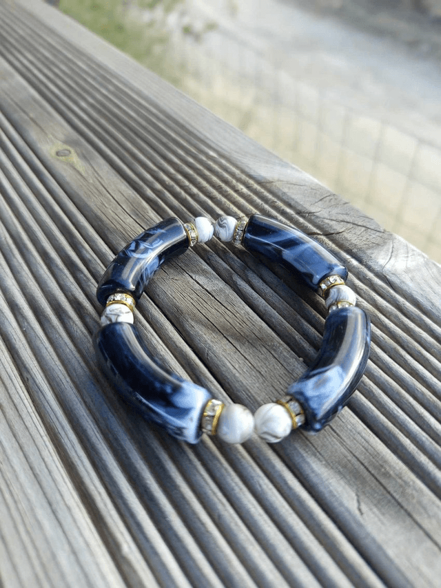Bracelet perles tubes Arya marbré Kaala