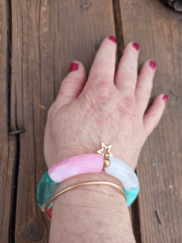 Bracelet jonc perles tubes incurvées Mohana Kaindee