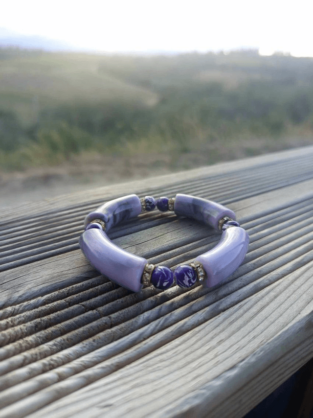 Bracelet perles tubes Arya marbré Bainganee