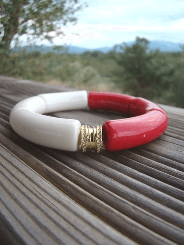 Bracelet perles tubes incurvées Chandra Rangin Bandhan