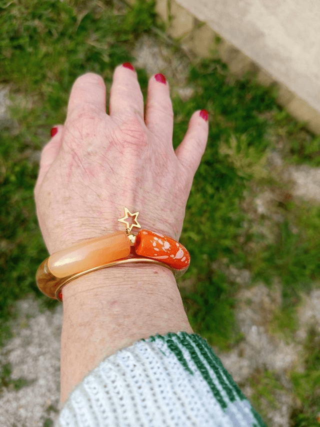 Bracelet jonc perles tubes incurvées Mohana Kaddoo