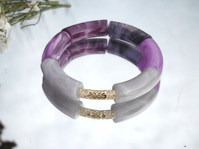 Bracelet perles tubes incurvées Chandra Bakain