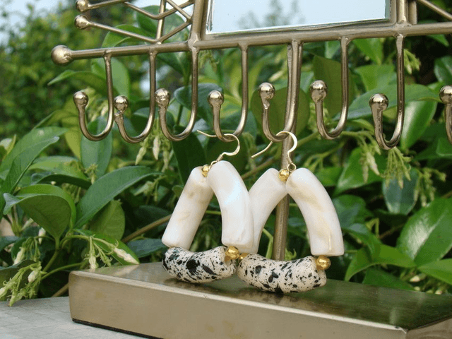 Boucles d'oreilles perles tubes incurvées Shabalaa Aivaree