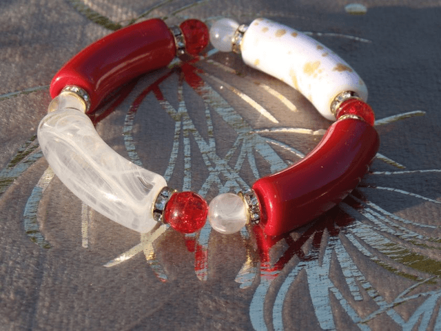 Bracelet perles tubes Arya tacheté Maanik