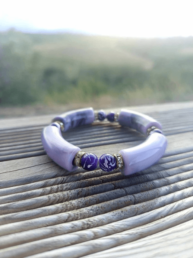 Bracelet perles tubes Arya marbré Bainganee