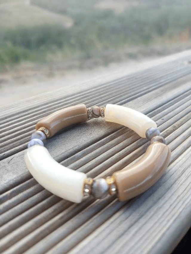 Bracelet perles tubes Arya bicolore uni Savaana