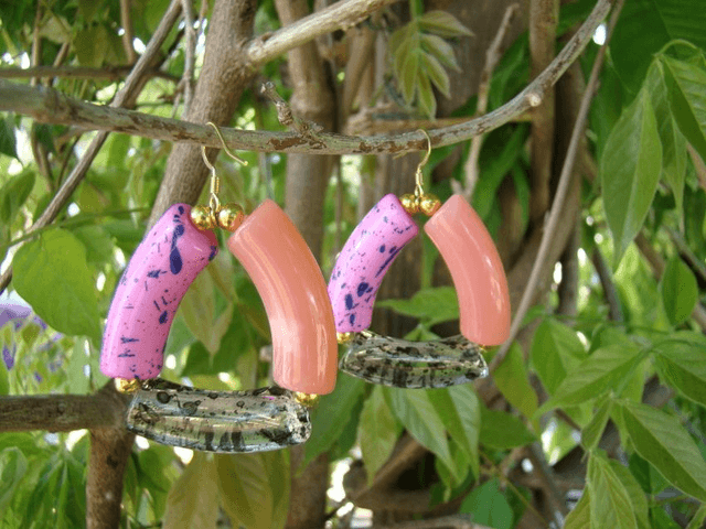 Boucles d'oreilles perles tubes incurvées Shabalaa Gulaabee