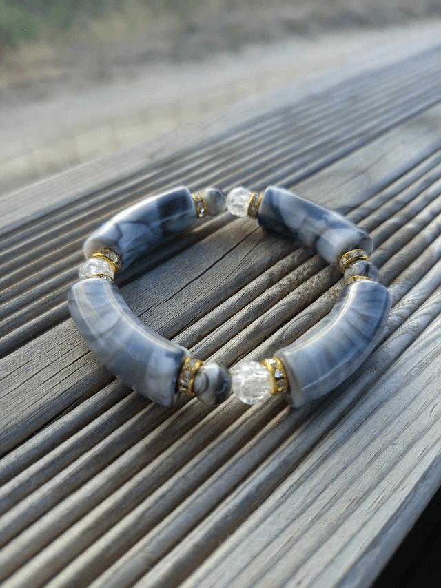 Bracelet perles tubes Arya marbré Sletee