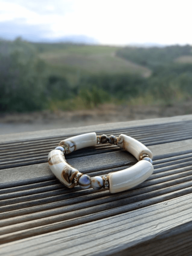 Bracelet perles tubes Arya marbré Savaana