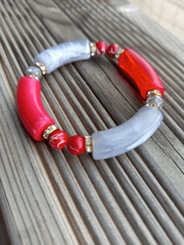 Bracelet perles tubes Arya bicolore uni Maanik 