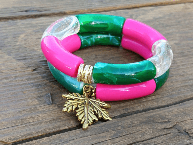 Duo de bracelet jonc perles tubes Haritima