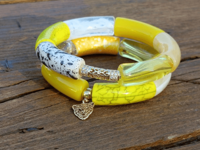 Duo de bracelet jonc perles tubes acrylique Peela