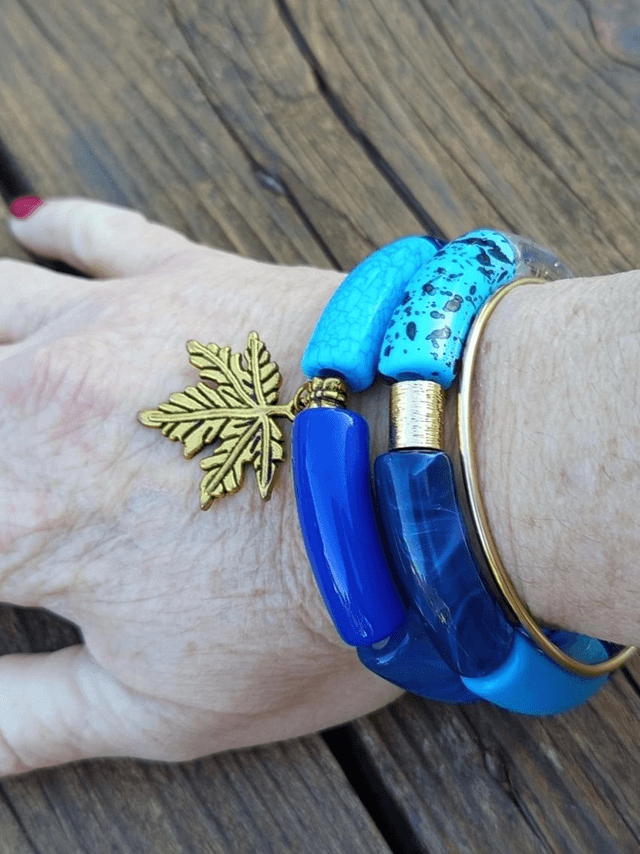 Duo de bracelet jonc perles tubes Neela