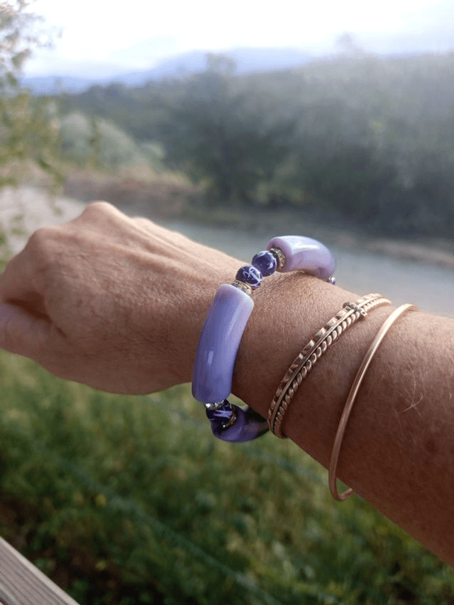Bracelet perles tubes Arya marbré Bainganee