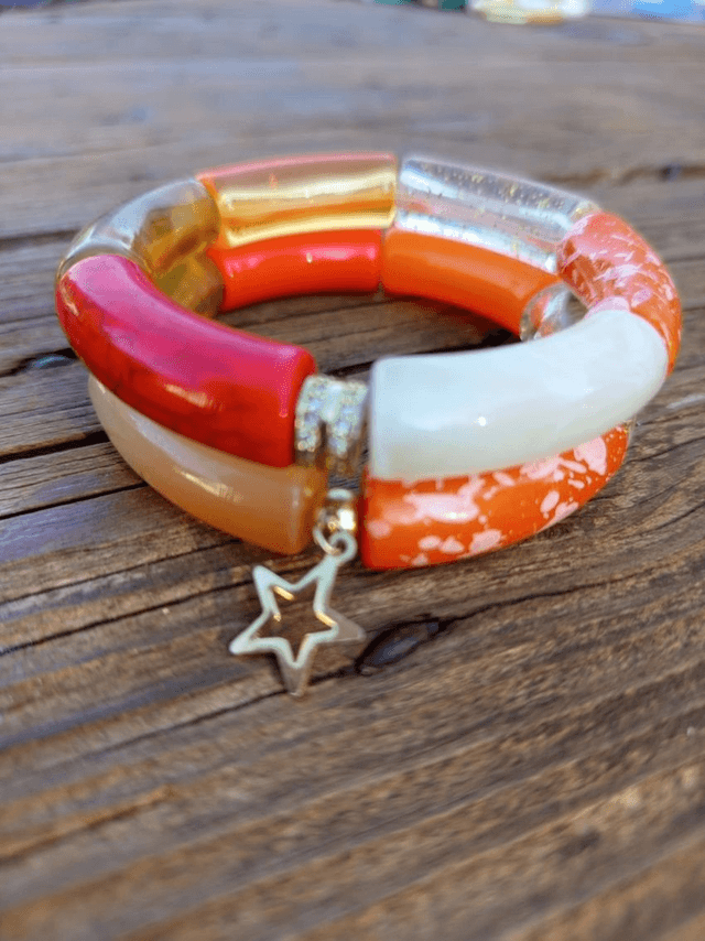 Duo de bracelet jonc perles tubes acrylique Kaddoo