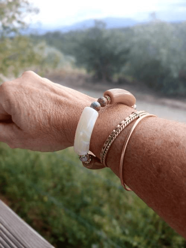 Bracelet perles tubes Arya bicolore uni Savaana